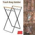 Portable Folding Trash Bag Holder with Wooden Handle, 56.5cm x 25cm x 25cm - SuperSaverAU - view 1