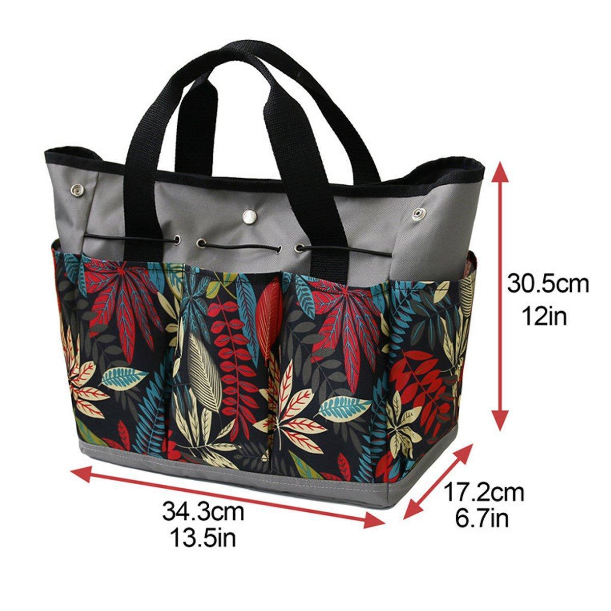 Gardening Storage Bag 34.3x17.2x30.5cm Waterproof with Pockets & Ergonomic Handle