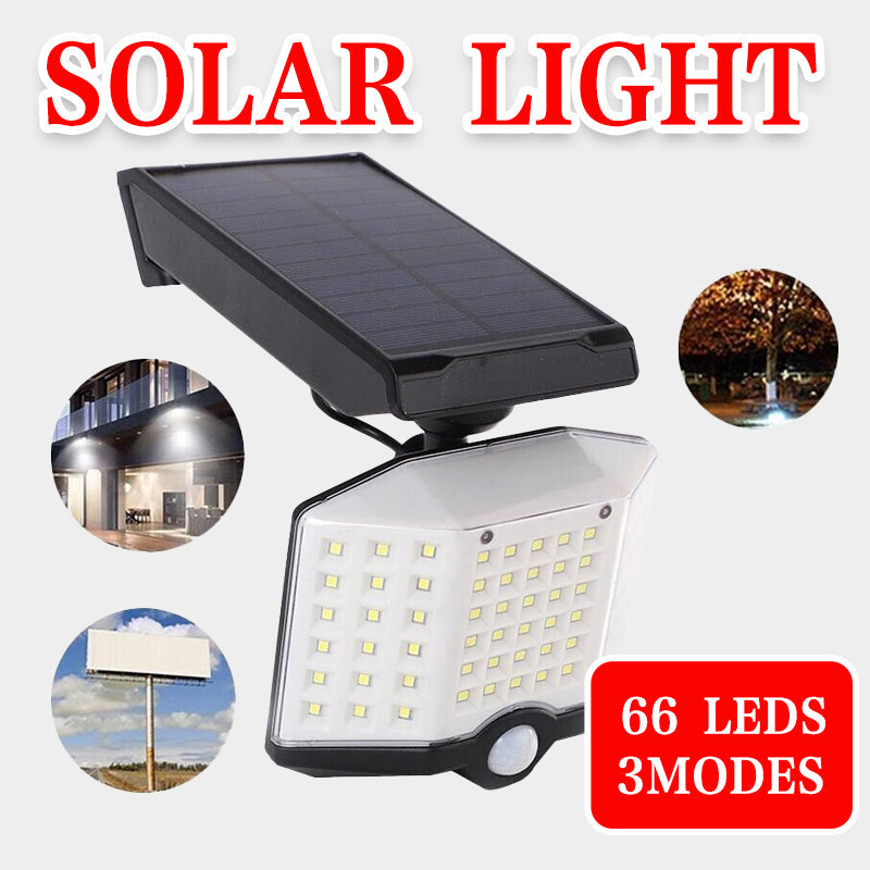 Premium 66 LED Solar Motion Sensor Security Light – 3 Head