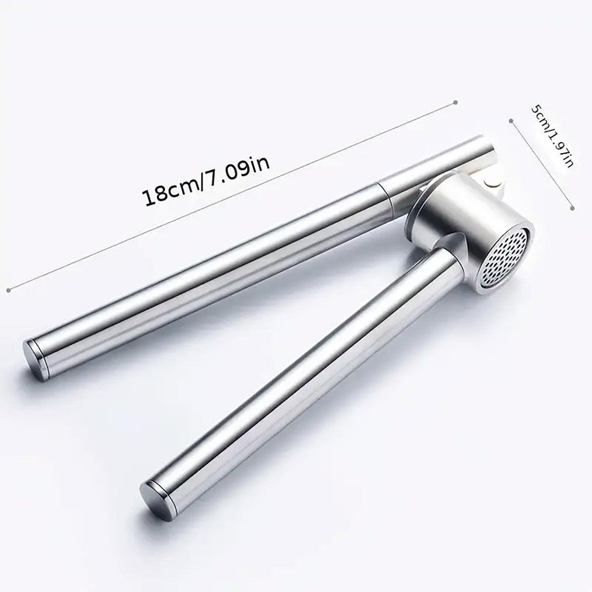 Premium Silver Stainless Steel Garlic Press and Peeler Kitchen Crusher