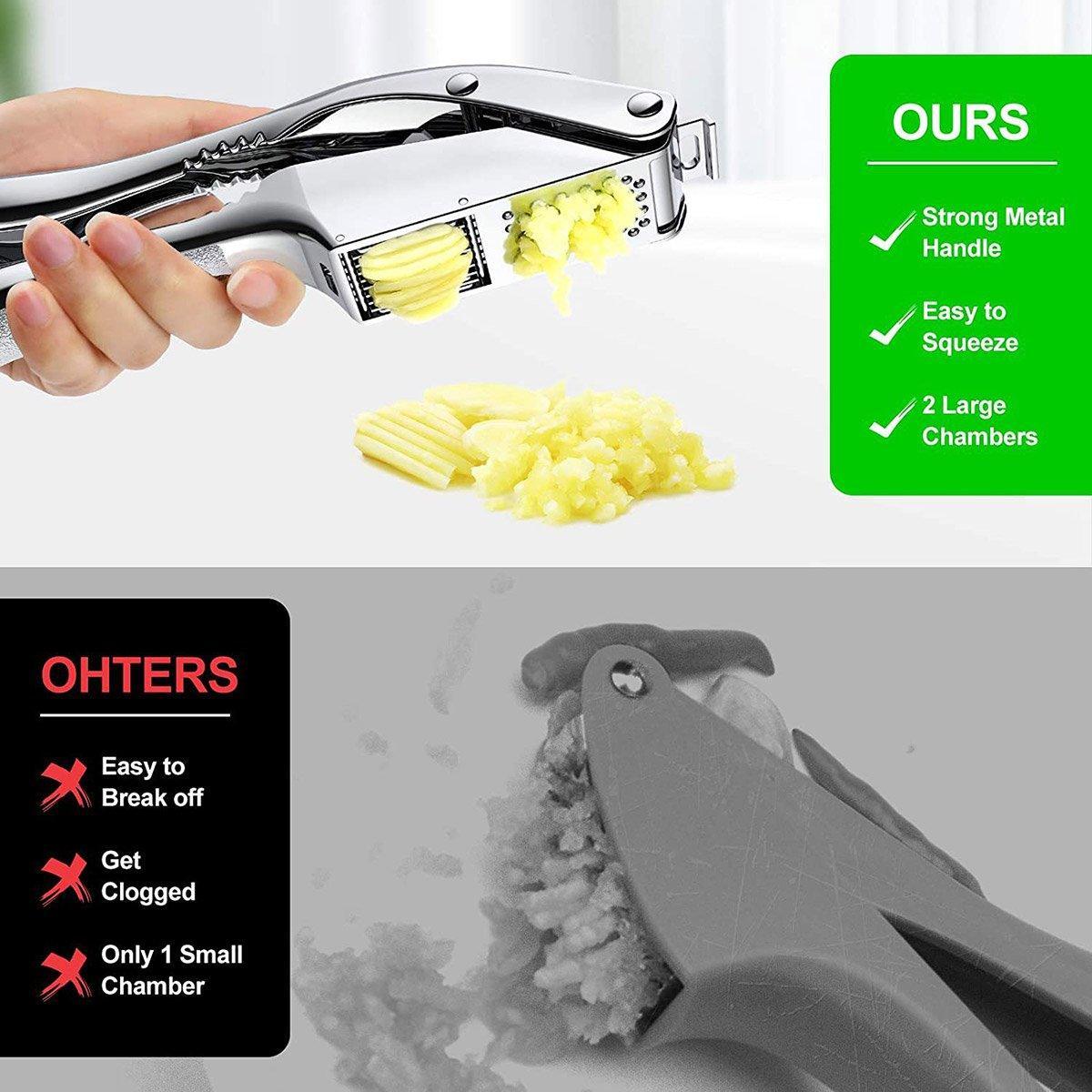 Multifunctional Aluminum Alloy Garlic Press 21 cm x 8 cm - Slice & Crush Effortlessly - SuperSaverAU - view 5