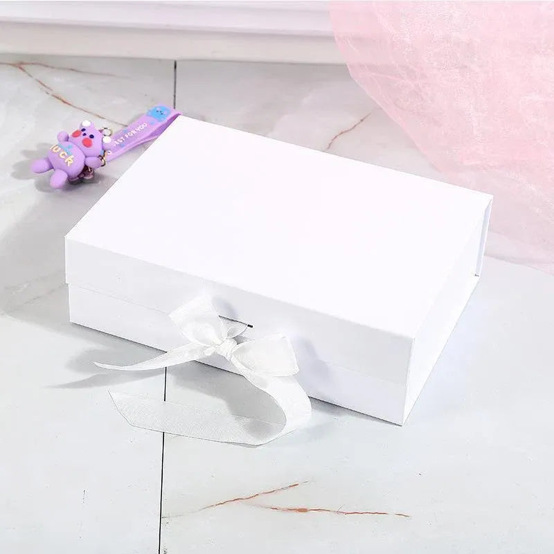 Premium Ribbon Flip Folding Gift Boxes – Black 5 Pack