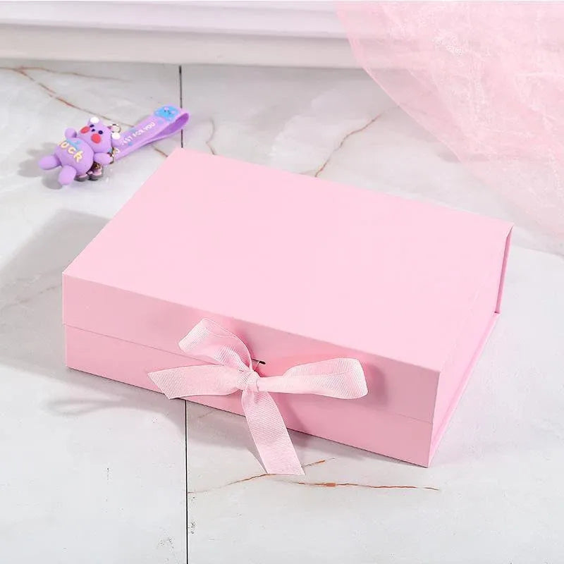 Premium Ribbon Flip Folding Gift Boxes – Black 5 Pack