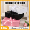 Premium Ribbon Flip Folding Gift Boxes – Black 5 Pack