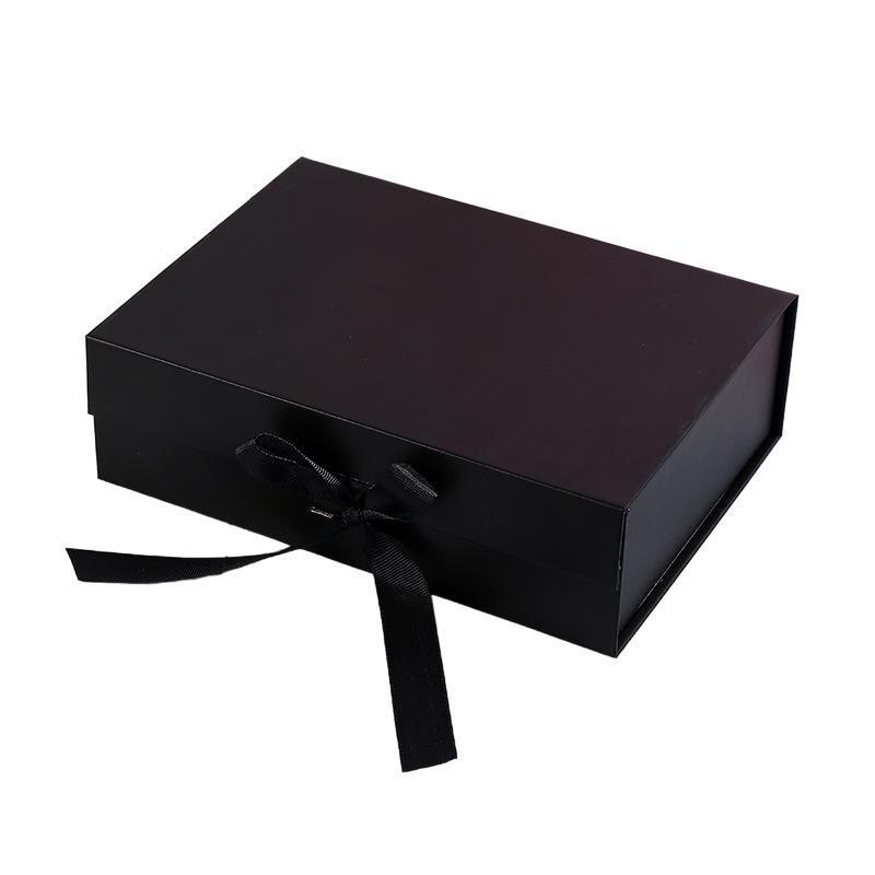 Premium Ribbon Flip Folding Gift Boxes – Black 5 Pack