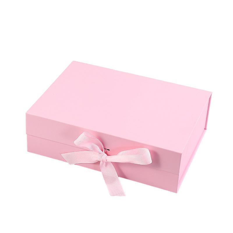 Elegant Ribbon Flip Folding Gift Boxes - Pink, 31 x 27 x 8.8 cm, 5 Pack