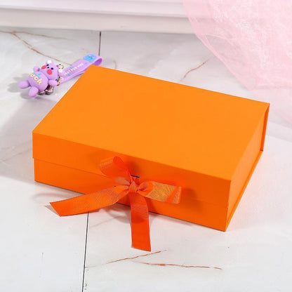 Elegant Ribbon Flip Folding Gift Boxes - 5pcs, 31x27x8.8cm, Multiple Colors