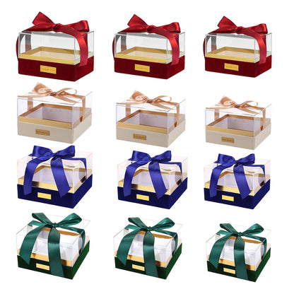 Premium Acrylic Gift Box Souvenir Display Case with Bow - Clear Blue Large