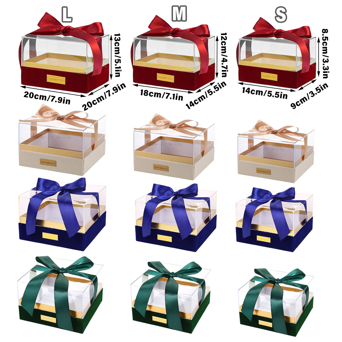 Premium Acrylic Gift Box Souvenir Display Case with Bow - Clear Blue Large