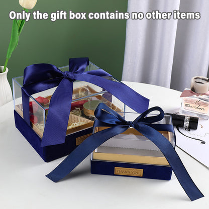 Premium Acrylic Gift Box Souvenir Display Case with Bow - Clear Blue Large