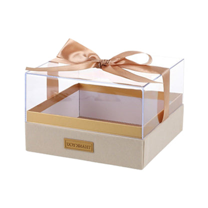 Premium Acrylic Gift Box Souvenir Display Case with Bow - Clear Blue Large