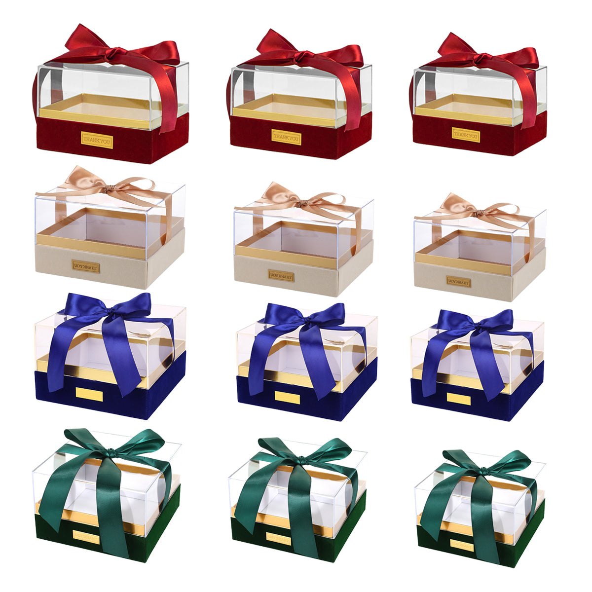 Premium Large Green Clear Acrylic Gift Box with Bow 20x20x13cm