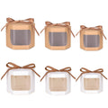20x Kraft Gift Boxes Hexagonal Party Favor & Candy Packaging with Clear Window - Brown - SuperSaverAU - view 2