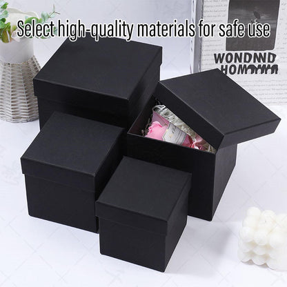 8pc Square Gift Boxes Empty Packaging for Favours & Weddings - Black 12x12cm