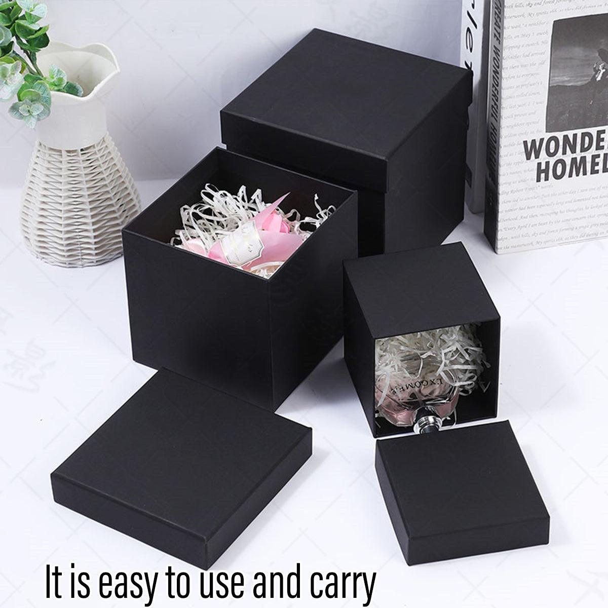 8pc Square Gift Boxes Empty Packaging for Favours & Weddings - Black 12x12cm