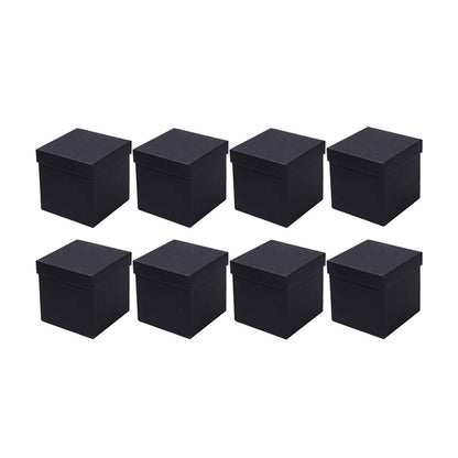 8pc Square Gift Boxes Empty Packaging for Favours & Weddings - Black 12x12cm
