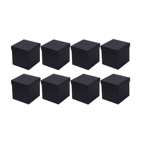 Premium 8 Pack Black Square Gift Boxes 12x12x12cm