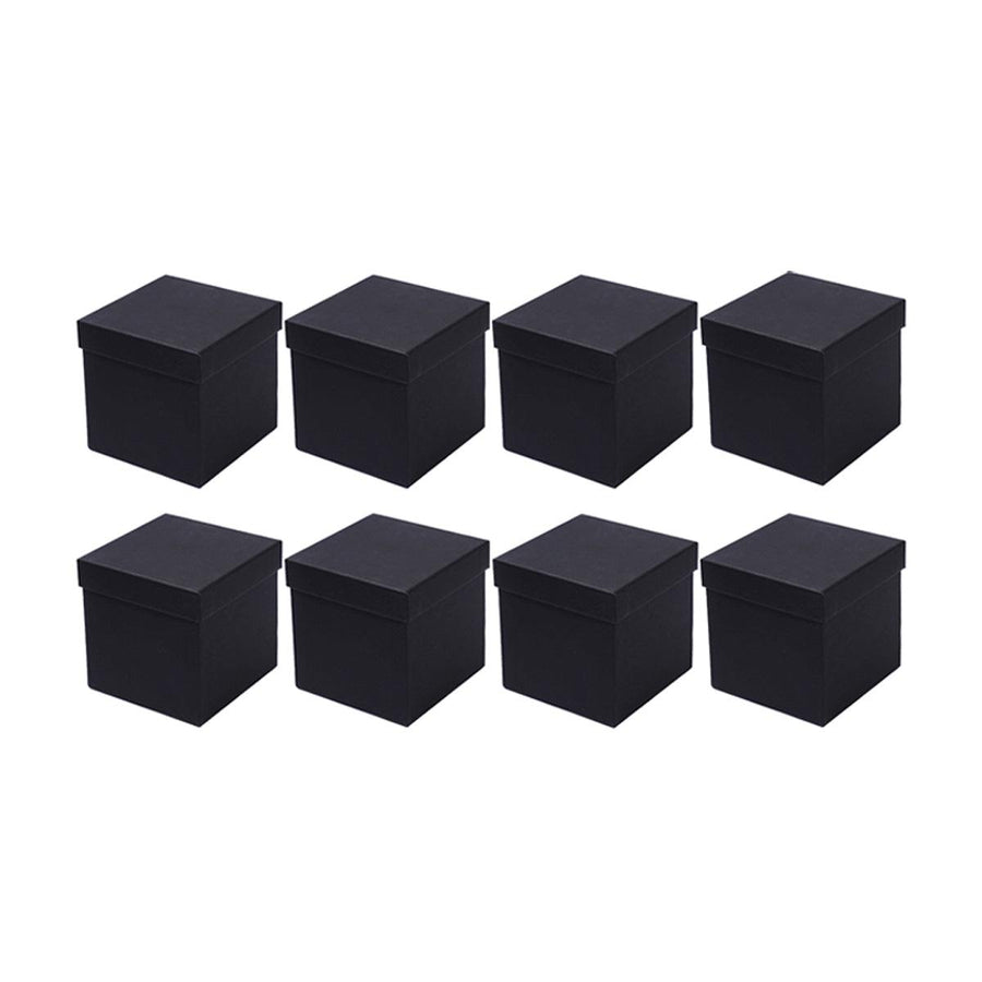Premium 8 Pack Black Square Gift Boxes 12x12x12cm