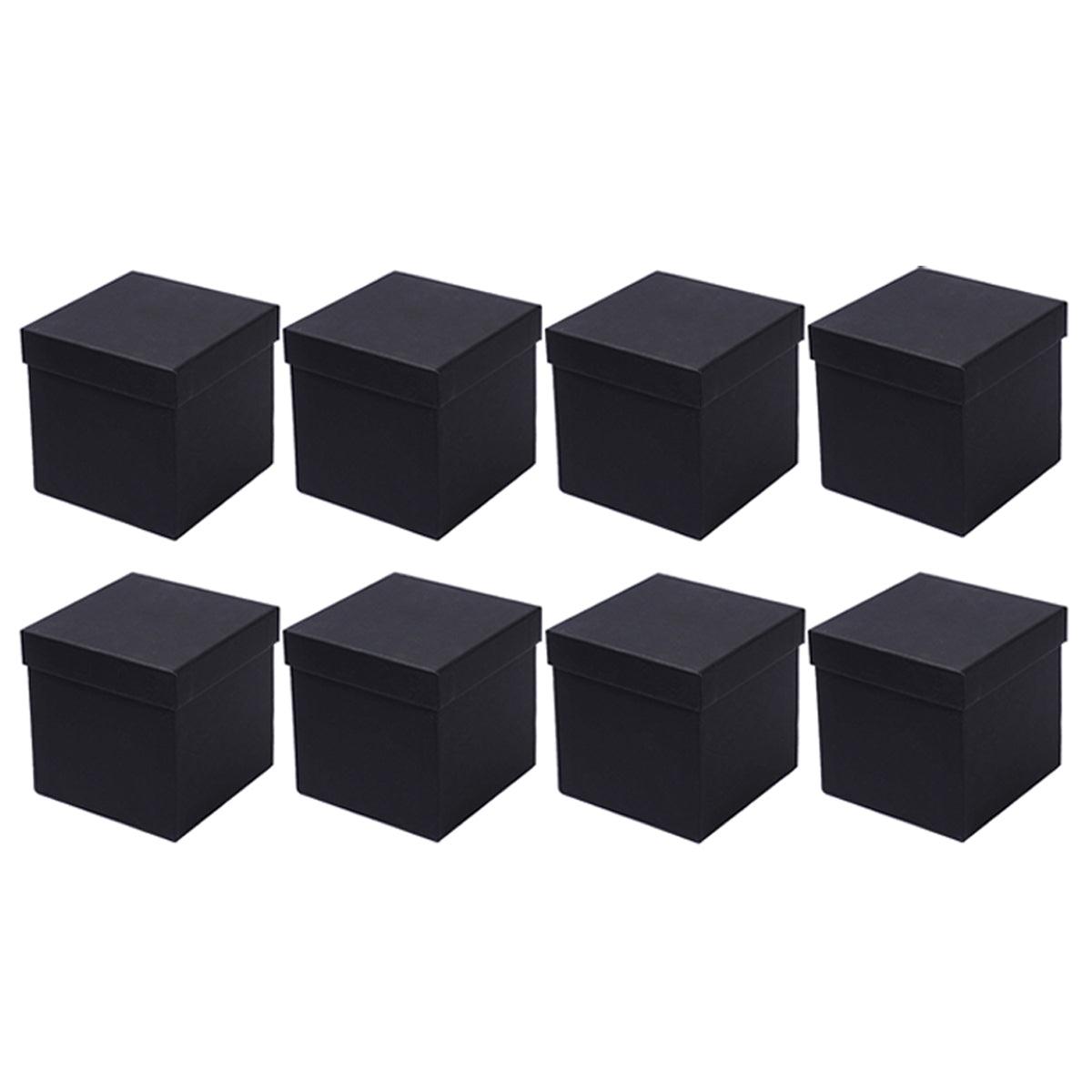 Premium 8 Pack Black Square Gift Boxes 12x12x12cm