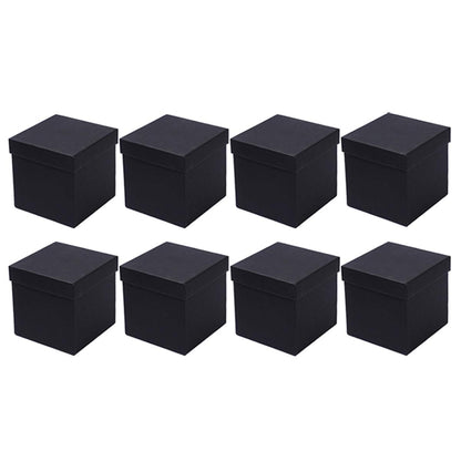 8pc Square Gift Boxes Empty Packaging for Favours & Weddings - Black 12x12cm