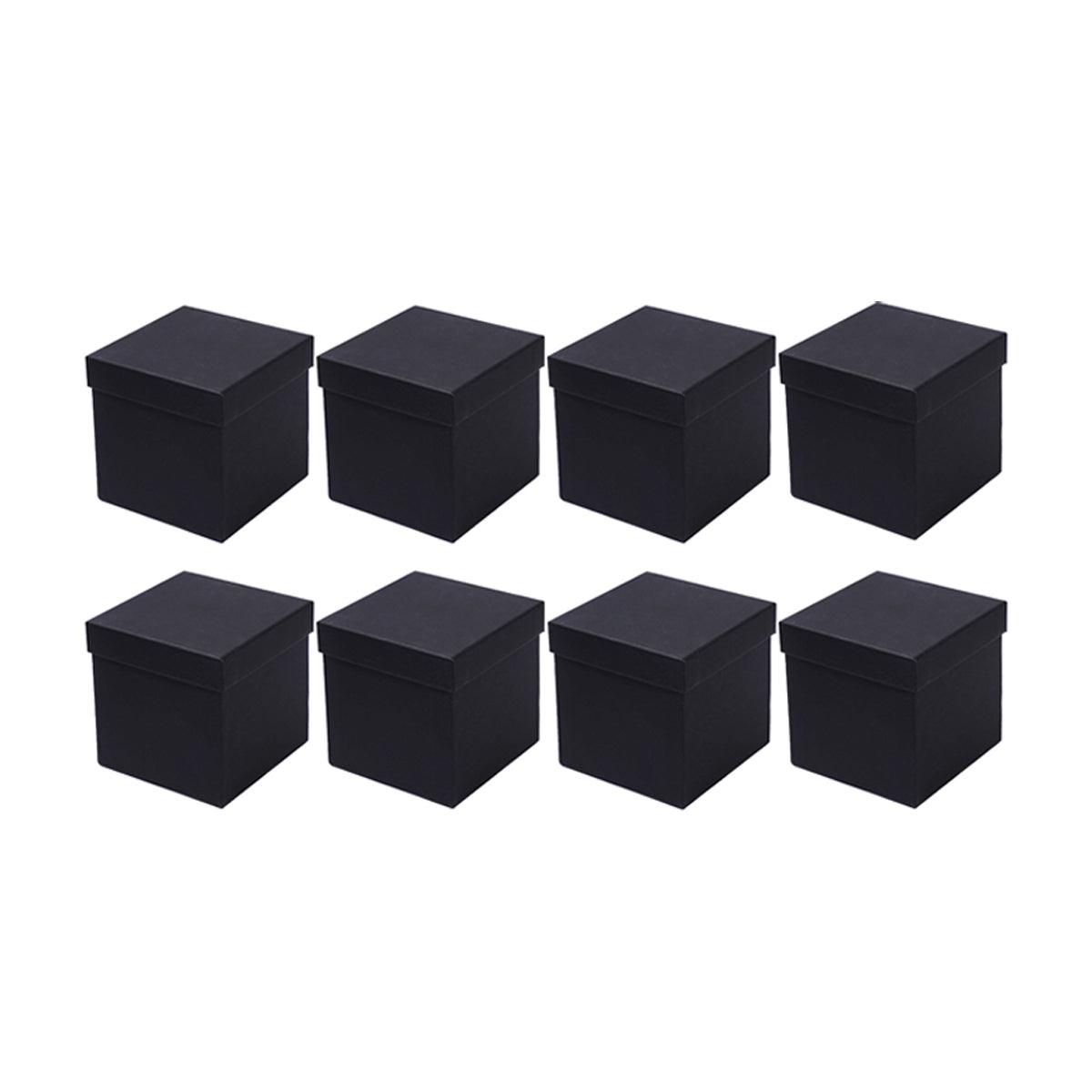 Premium 8 Pack Black Square Gift Boxes 20x20x16.5cm