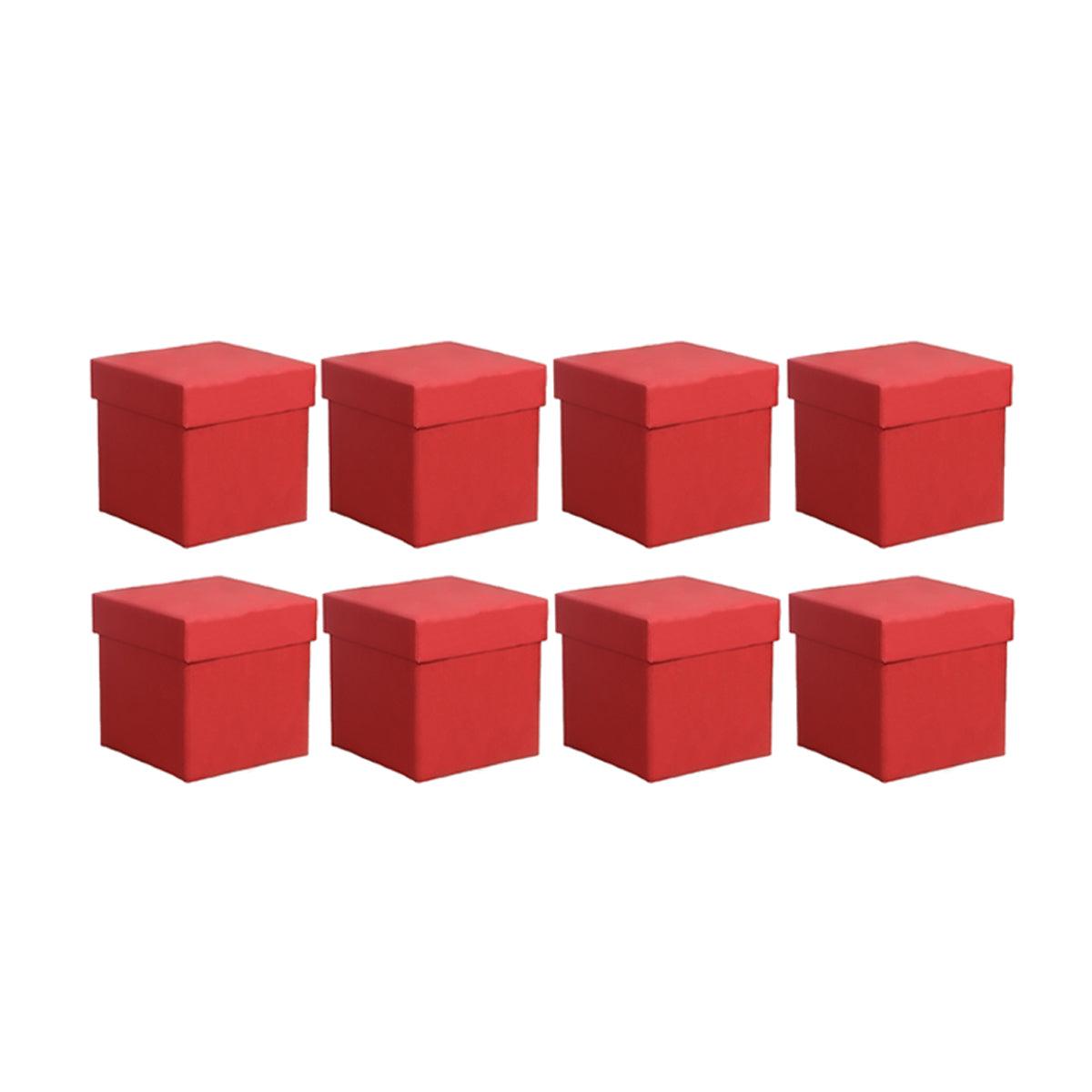8pcs Square Gift Boxes for Party & Wedding Favours, Rigid Board Packaging - Red