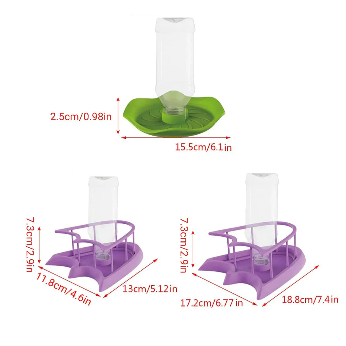 Premium Reptile Water Bowl with Inverted Bottle - Purple Platform L