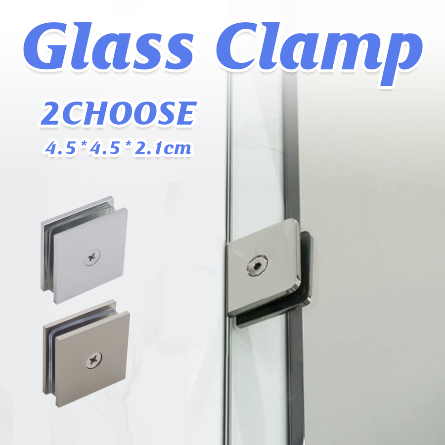 Premium Shower Glass Clip – Chrome Single Hole Square Bracket