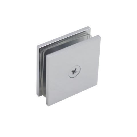 Premium Shower Glass Clip – Chrome Single Hole Square Bracket