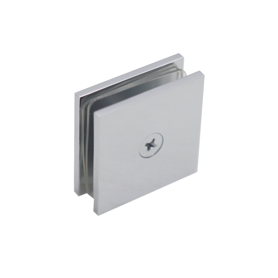 Premium Shower Glass Clip – Chrome Single Hole Square Bracket
