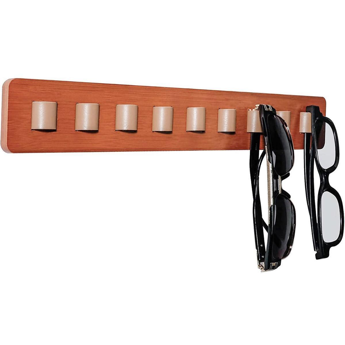 Premium Black Wall Mounted Bamboo Glasses Storage Rack