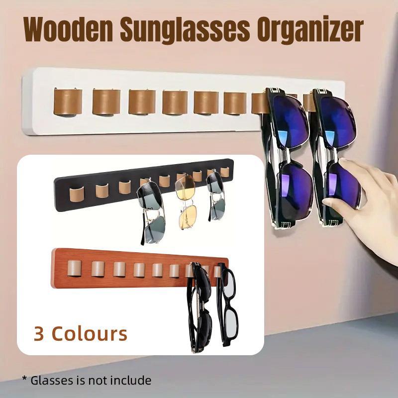 Premium White Wall Mounted Bamboo Glasses Storage Rack