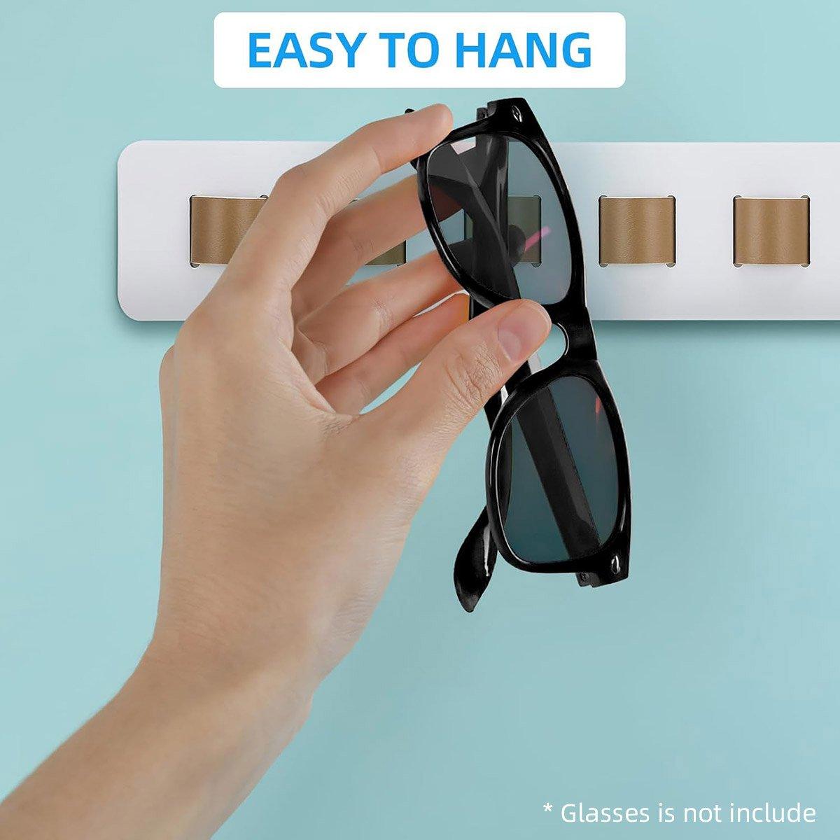Premium White Wall Mounted Bamboo Glasses Storage Rack