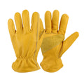 Golden Yellow Cowhide Full Finger Work Gloves - Durable Gardening Gloves - L - SuperSaverAU - view 6
