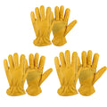 Premium Cowhide Work Gloves with Elastic Wrist - Golden Yellow, XL
