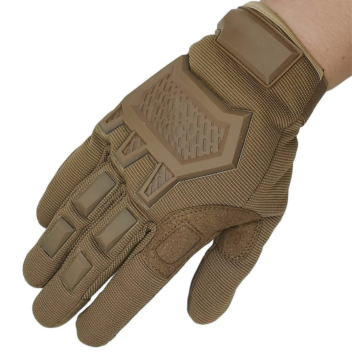 Premium Khaki XL Tactical Full Finger Touchscreen Outdoor Gloves