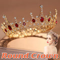 Vintage Princess Wedding Crown Tiara with Gold, White, and Red Crystals - SuperSaverAU - view 1