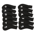 Premium 12Pcs Neoprene Golf Club Head Covers with Long-Neck Zippers - Black