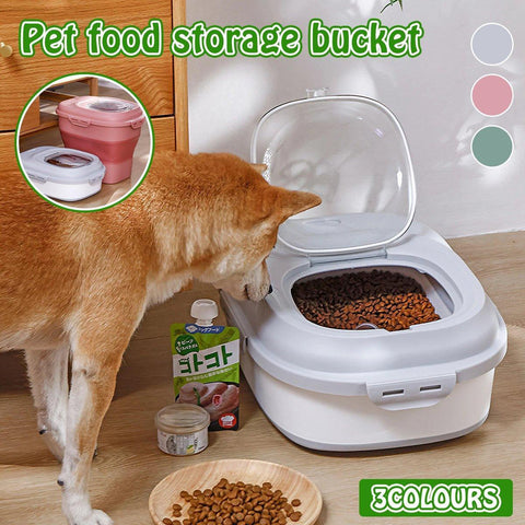 Large Capacity Dog Food Storage Barrel - Foldable, Seal Lid, Grey, 46cm x 33cm x 40cm - SuperSaverAU - view 1