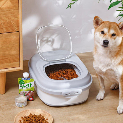 Large Capacity Dog Food Storage Barrel - Foldable, Seal Lid, Grey, 46cm x 33cm x 40cm