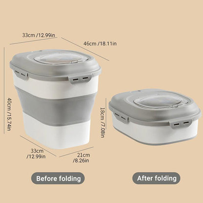 Large Capacity Dog Food Storage Barrel - Foldable, Seal Lid, Pink, 46cm x 33cm x 40cm