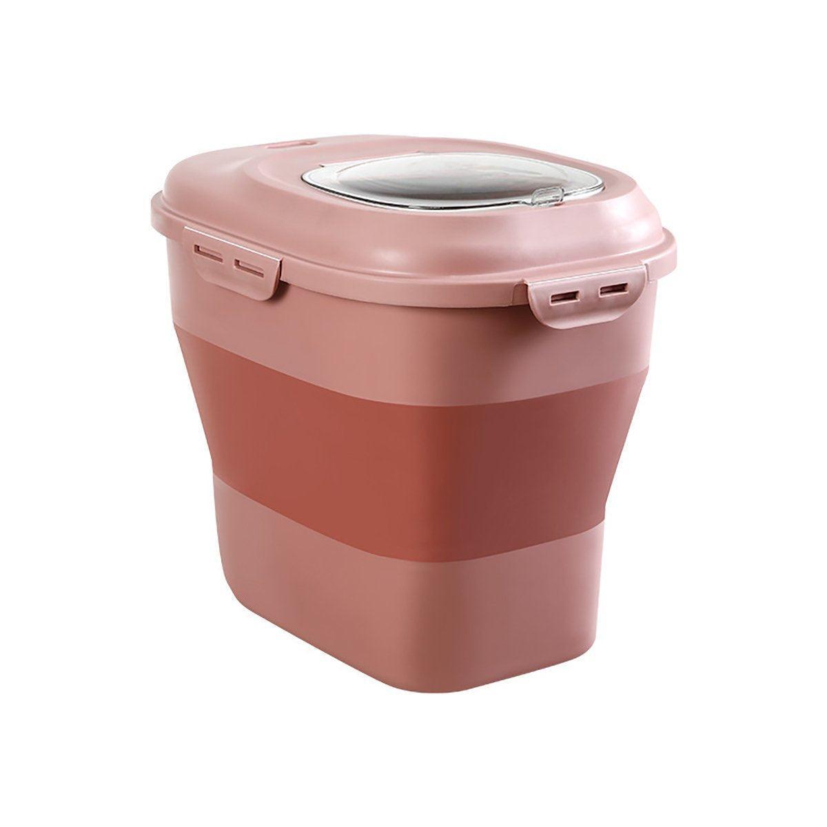 Large Capacity Dog Food Storage Barrel - Foldable, Seal Lid, Pink, 46cm x 33cm x 40cm