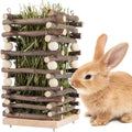 Premium Rabbit Hay Feeder Rack with Apple Wood Chew Frame