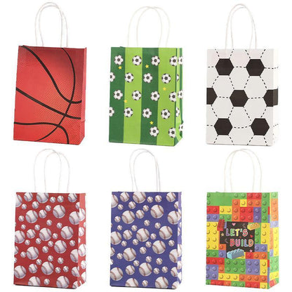 30PCS Fashion Ball Kraft Paper Gift Bag Festivals gift tote bag Party Favor Bag - Green-Football-30pcs