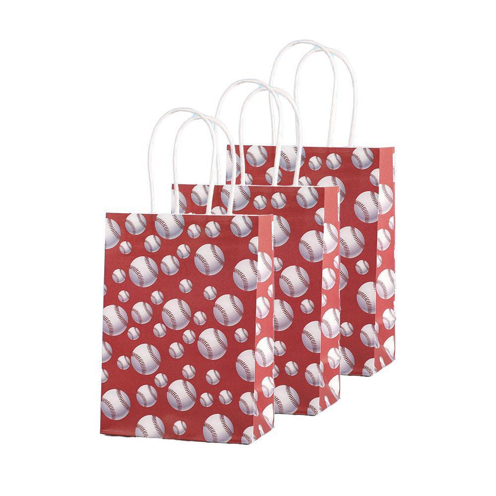 30PCS Fashion Ball Kraft Paper Gift Bag Festivals gift tote bag Party Favor Bag - Green-Football-30pcs - SuperSaverAU - view 6