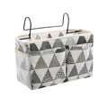 Premium Hanging Canvas Bedside Storage Caddy - Grey Triangle, 30 x 26 x 11cm