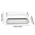 Foldable Stainless Steel Chicken Leg Rack, 14 Slots, Heat-Safe Handles, 16.9x5.7x5.9 inches - SuperSaverAU - view 3