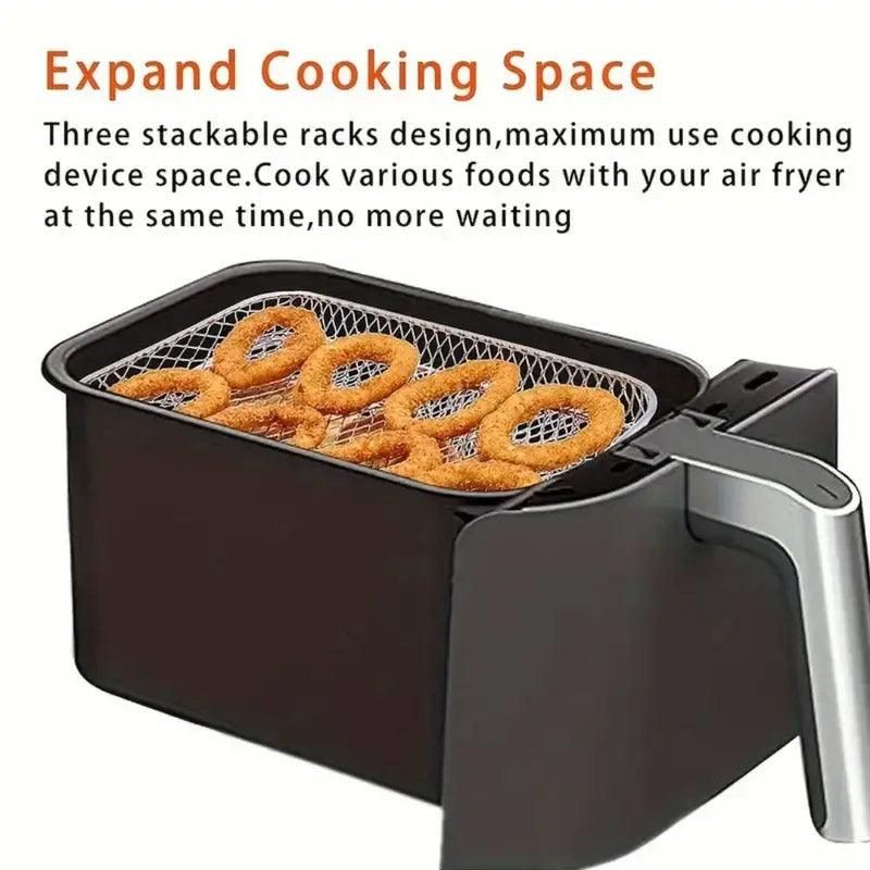 3-Piece Air Fryer Grill Rack Set - Multi Layer Stainless Steel Round