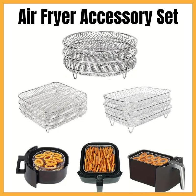 3-Piece Air Fryer Grill Rack Set - Multi Layer Stainless Steel Round