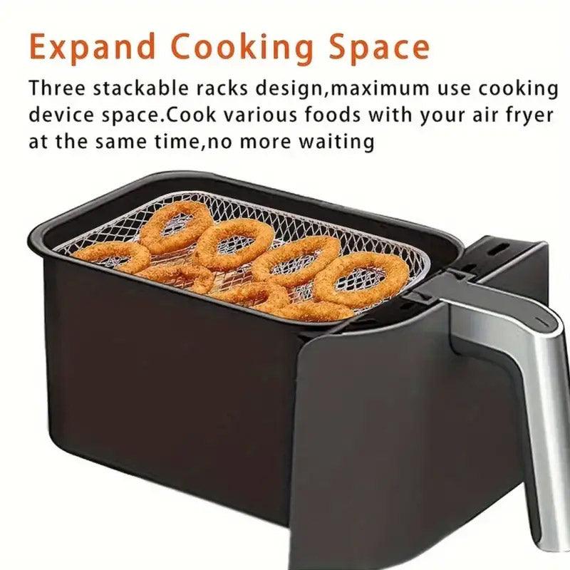 3-Piece Air Fryer Grill Rack Set - Multi Layer Stainless Steel Round